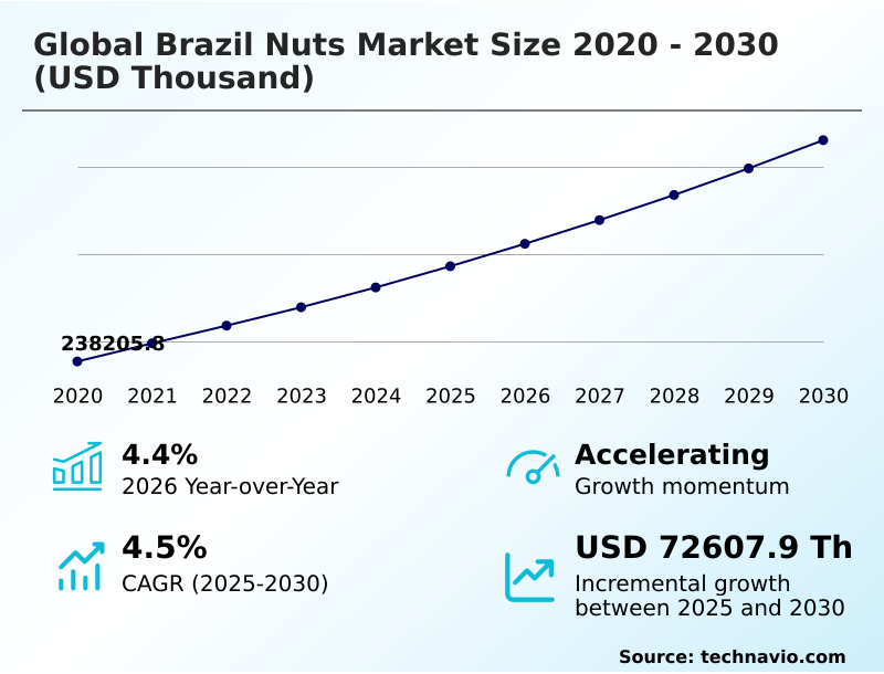 Brazil Nuts Market Analysis, Size, and Forecast 2026-2030: Europe (UK, Germany, and France), North America (US, Canada, and Mexico), APAC (China, Japan, and India), South America (Brazil and Argentina), Middle East and Africa (Saudi Arabia, UAE, and South Africa), and Rest of World (ROW)