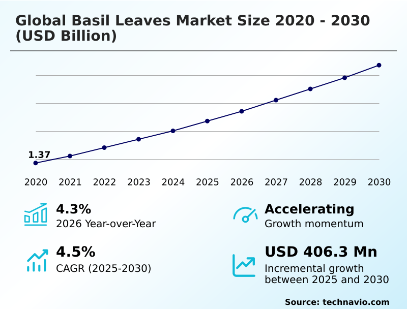 Basil Leaves Market Analysis, Size, and Forecast 2026-2030: Europe (Italy, Spain, and France), North America (US, Canada, and Mexico), APAC (India, China, and Australia), South America (Brazil, Colombia, and Argentina), Middle East and Africa (South Africa, Saudi Arabia, and UAE), and Rest of World (ROW)